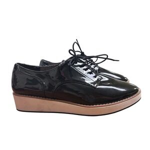 Apt 9 Womens Black Patent Leather Platform Oxford Shoes Preppy Goth 10 Medium